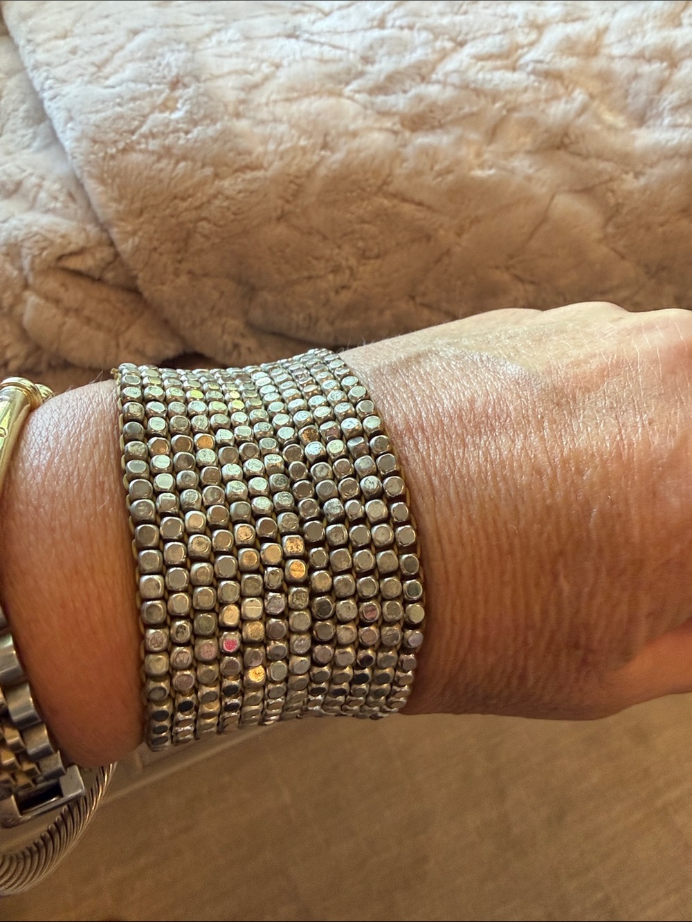 Silver-Tone Stretch Crystal Cuff Bracelet - Women Jewelry